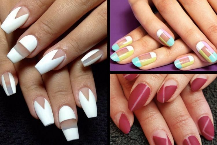 La manucure negative space pour des ongles géométriques