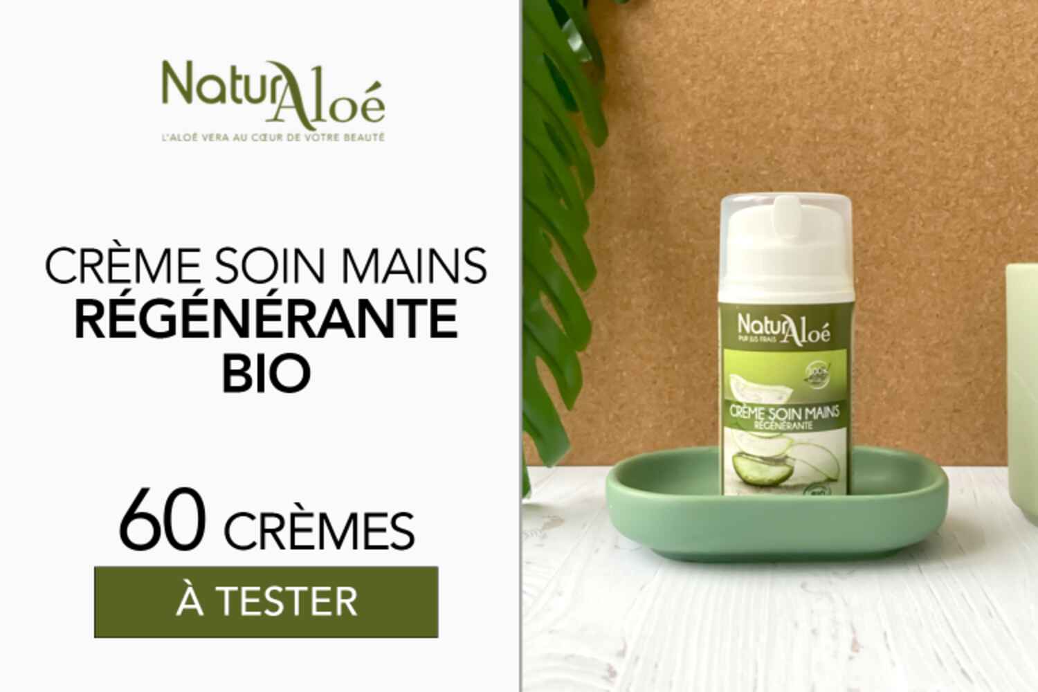 60 Crème Soin Mains Régénérante bio de NaturAloé à tester