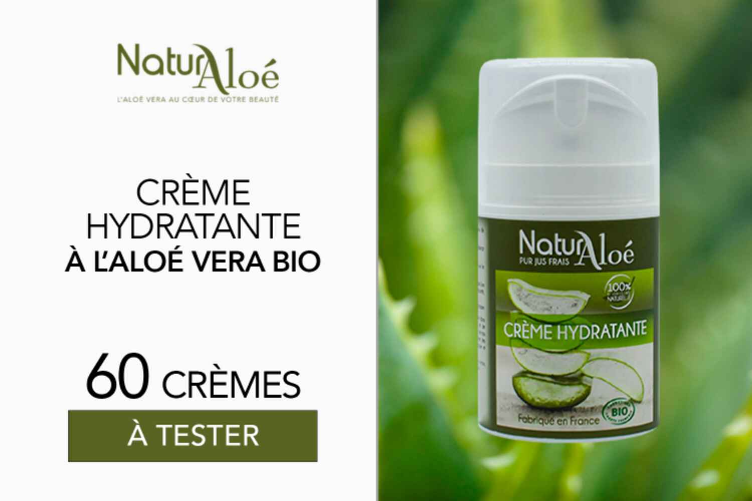 Crèmes Hydratantes visage bio de NaturAloé : 60 soins à tester !