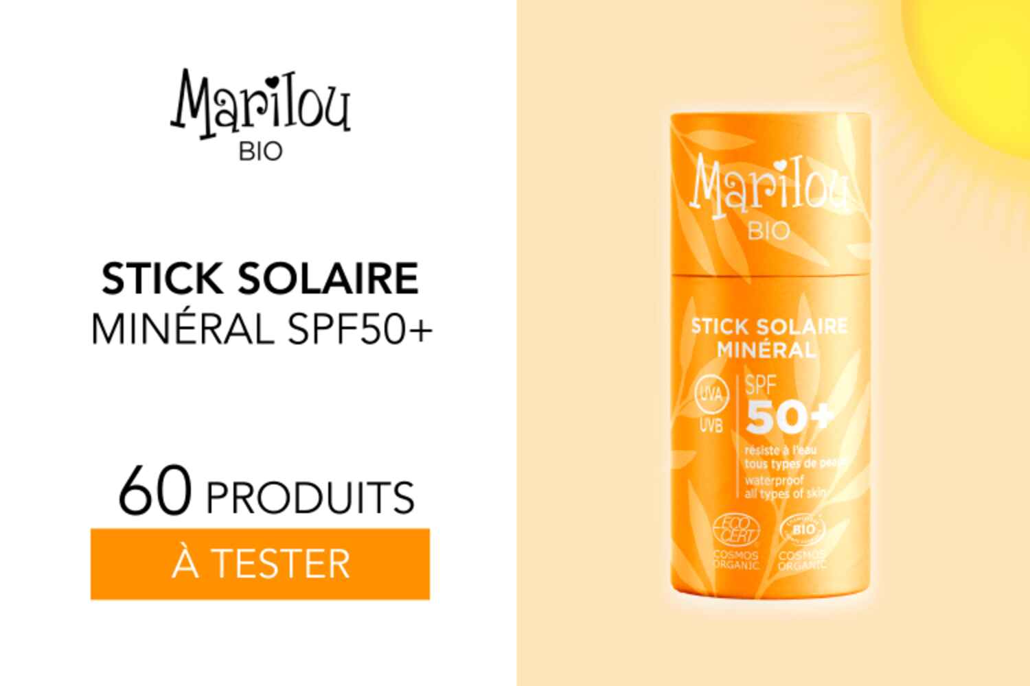 60 Stick Solaire Minéral SPF50+ Zéro Déchet