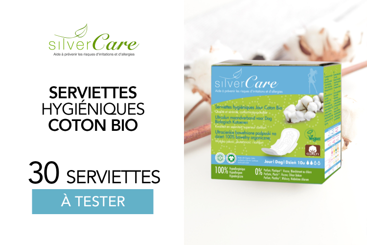 30 Serviettes hygiéniques jour en coton bio Silvercare