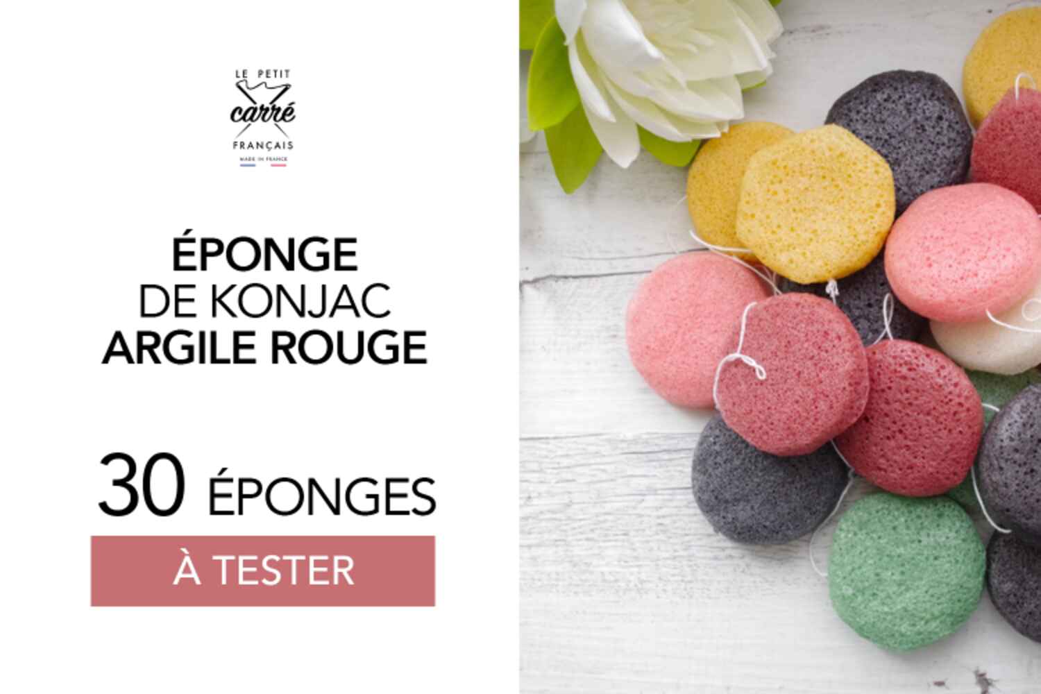 Éponge Konjac Argile Rouge Le Petit Carré Français : 30 éponges à tester !