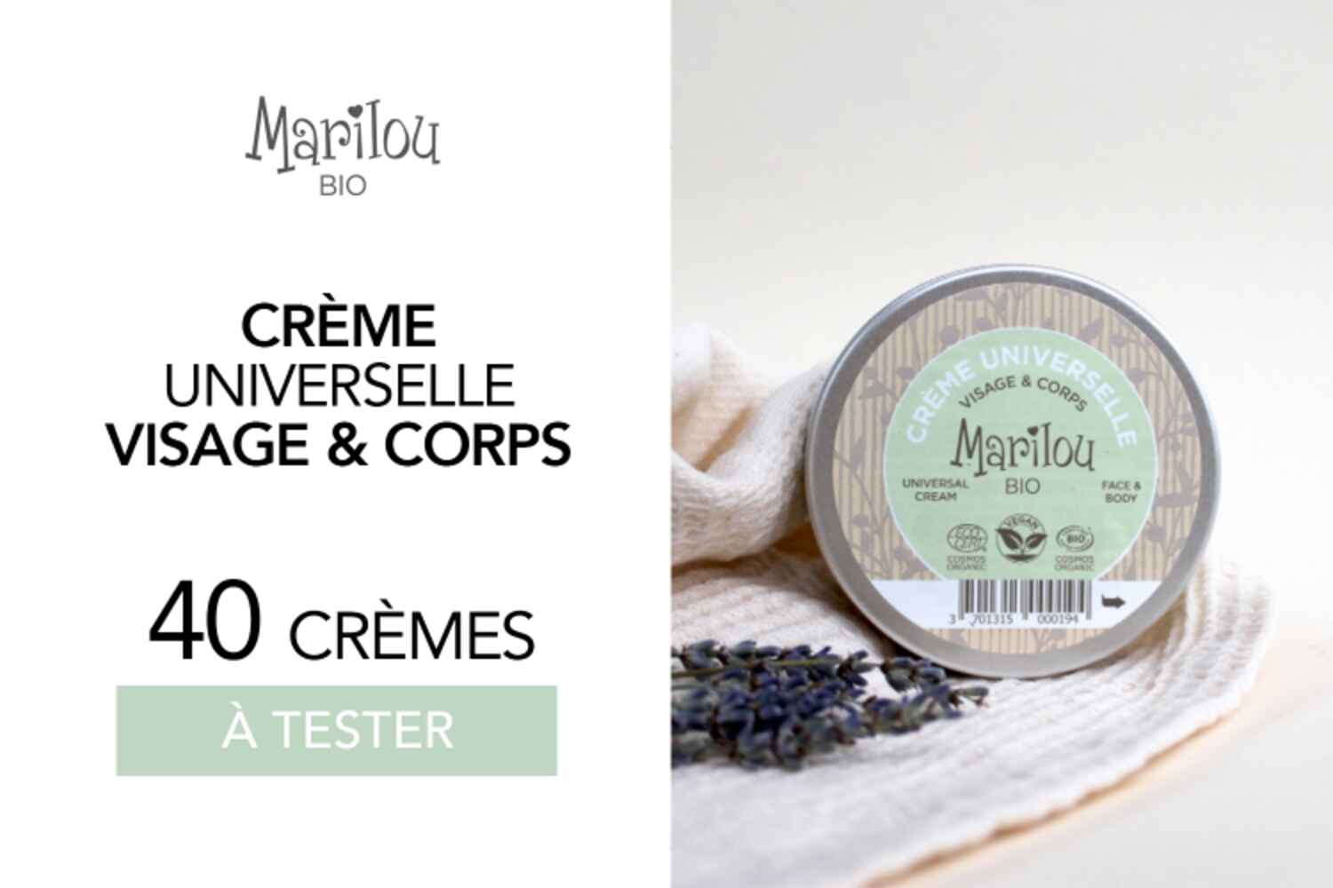 Crème Universelle Visage & Corps de Marilou Bio : 40 crèmes à tester !
