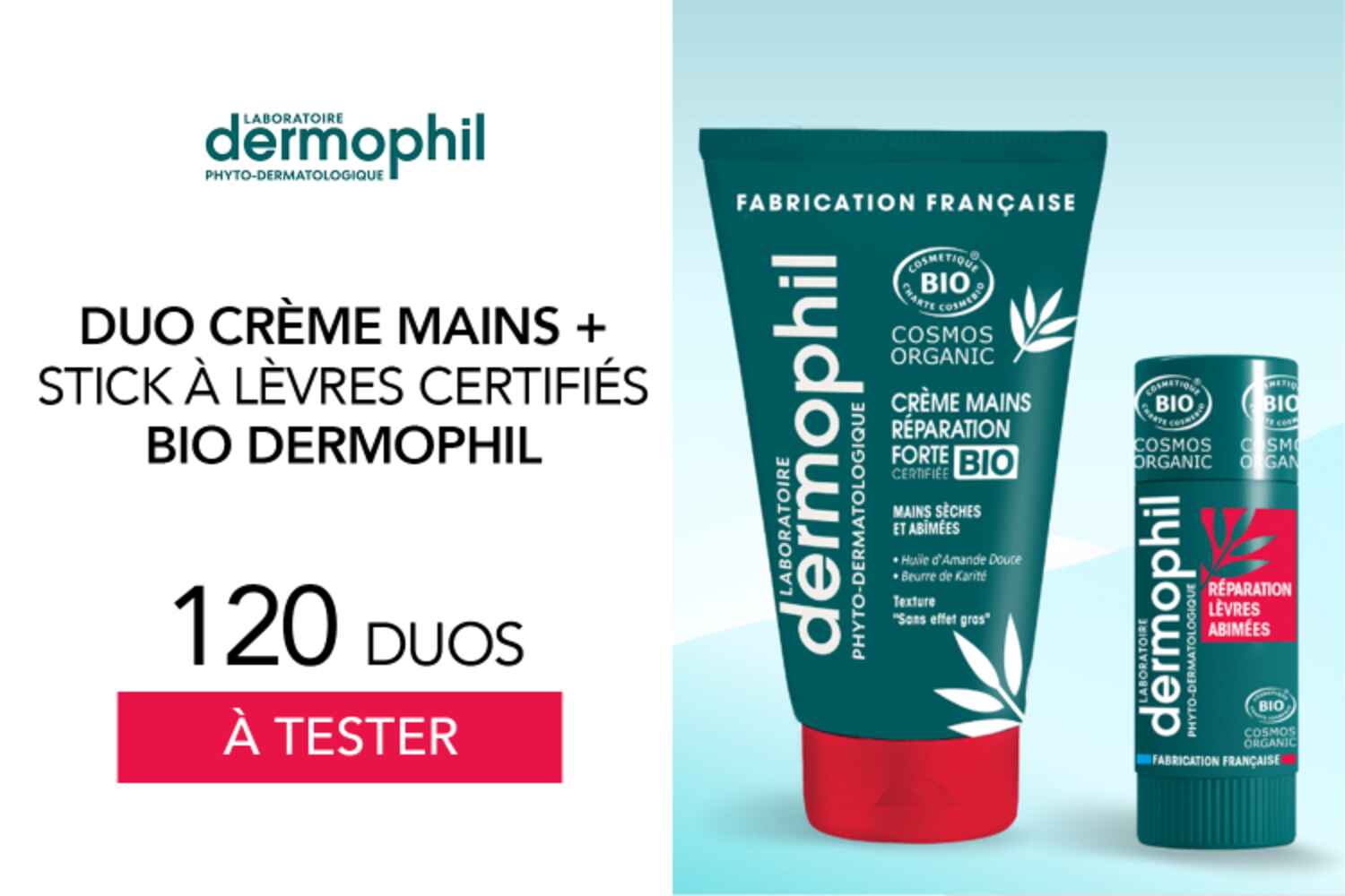 Crème Mains Réparation Forte et Stick Lèvres abîmées : 120 duos à tester !