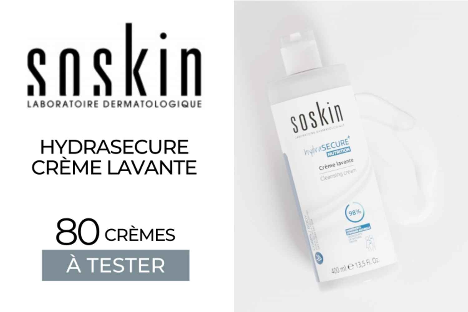 Crème Lavante HYDRASECURE de Laboratoire SOSkin : 80 crèmes à tester !