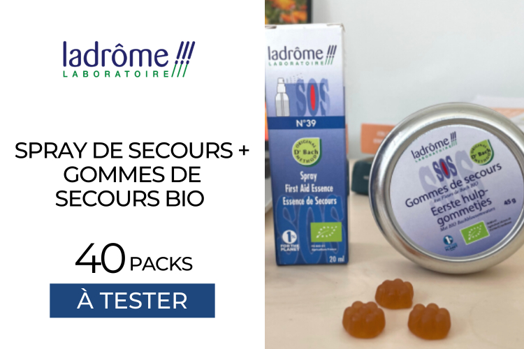 40 Sprays de secours bio + boîtes de Gommes de secours bio de Ladrôme Laboratoire