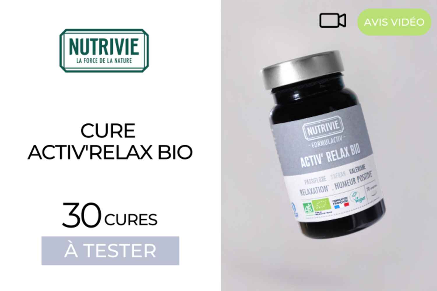 AVIS VIDEO - 30 ACTIV'RELAX de la gamme FORMULACTIV de NUTRIVIE à tester !