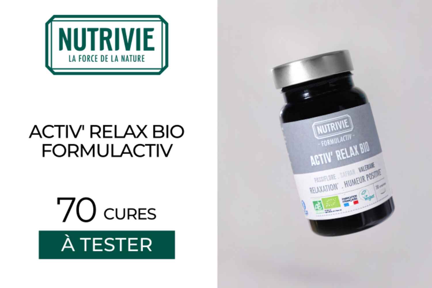70 ACTIV'RELAX de la gamme FORMULACTIV de NUTRIVIE à tester !