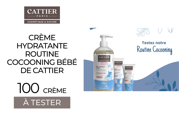 100 Crème hydratante ROUTINE COCOONING BÉBÉ de Cattier à tester !