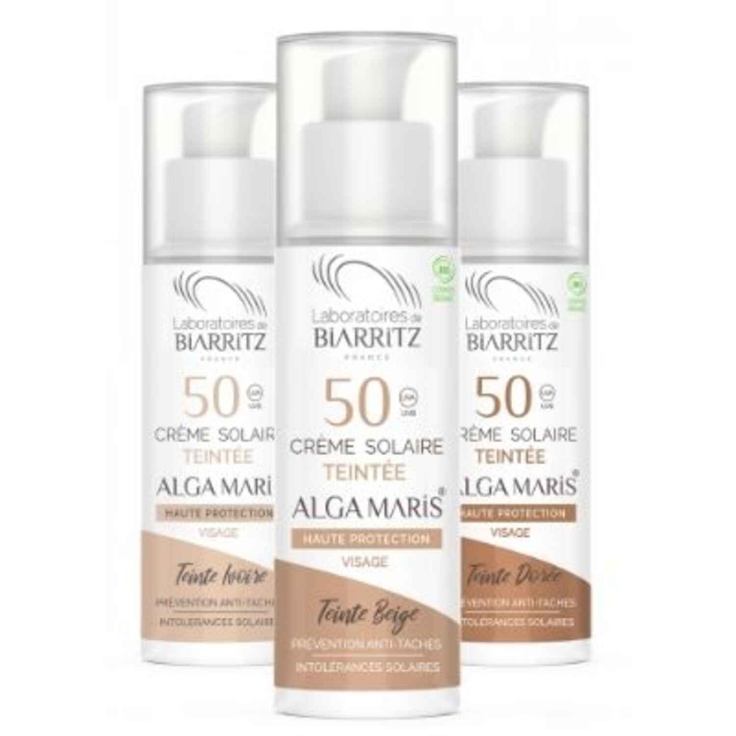 Crème solaire visage teintée SPF50 haute protection, Laboratoires de Biarritz - Infos et avis
