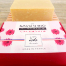 Swatch de nAD07 : Savon bio peau fragile à sèche, calendula, Le Petit Carré Français