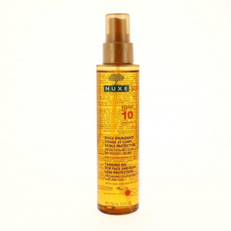Huile Bronzante Visage et Corps Faible Protection SPF 10, Nuxe - Infos et avis