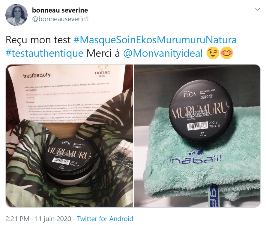 masque soin ekos murumuru nature soin capillaire cheveux twitter avis