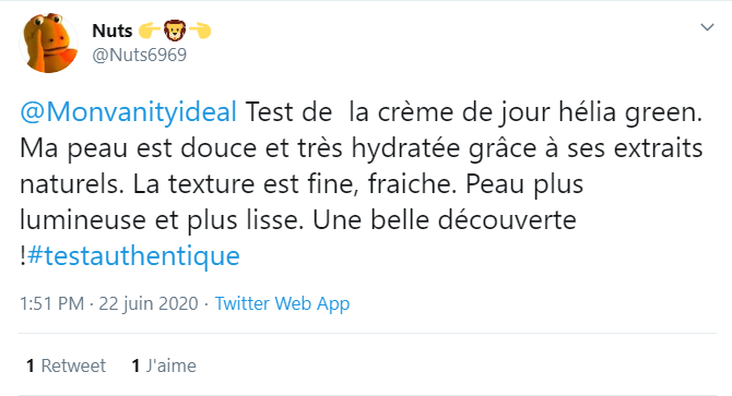 nuts6969 twitter avis soin jour hydratation & douceur heliagreen heliabrine