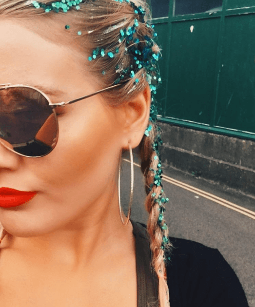 glitter braid : cornrows avec paillettes vertes