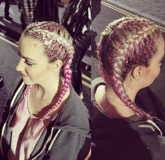 glitter braid blonde avec paillettes roses
