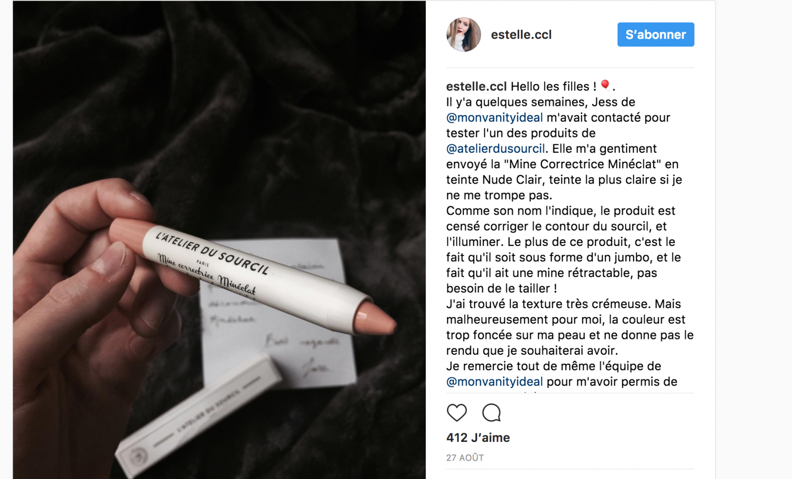Le crayon Mineclat de l'Atelier du Sourcil