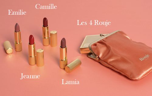 Les 4 rouges à lèvres Rouj et la palette