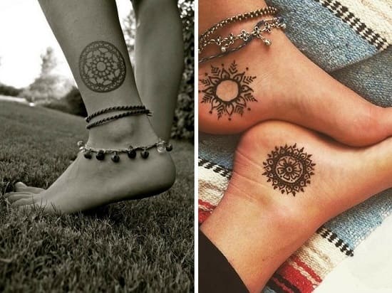 Un motif rond pour un tatouage de cheville