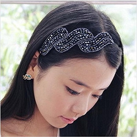 accessoire coiffure : serre tête cristal bleu nuit