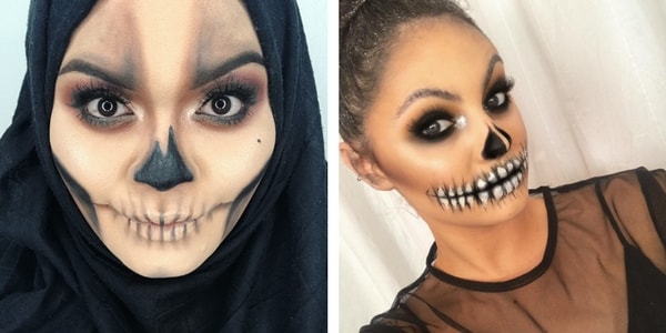 Makeup tête de mort monochrome 