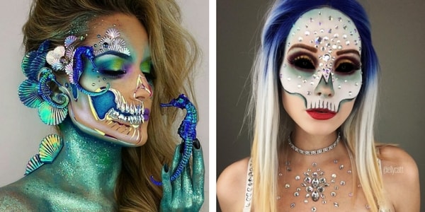 Maquillage tête de mort glam chic