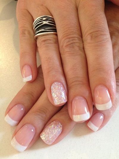 French manucure gel pailleté 