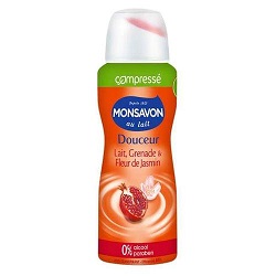 déodorant Douceur Lait Grenade et Jasmin de Monsavon, en format déo compressé