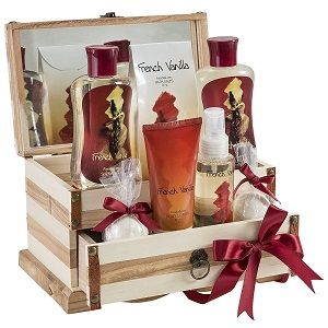 set de bain avec coffret en bois