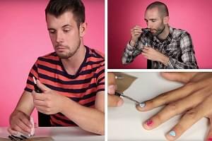 des hommes essaient le nail art